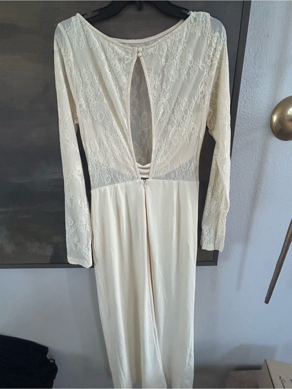 NWT Lulus Nadina Pale Yellow Lace Long Sleeve Maxi Dress - Picture 11 of 16